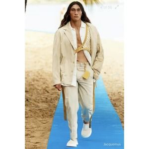 Jacquemus Spring‎ 2022 “Le Splash” Linen Blend Trouser Pants Sz eu 52 (36x31)